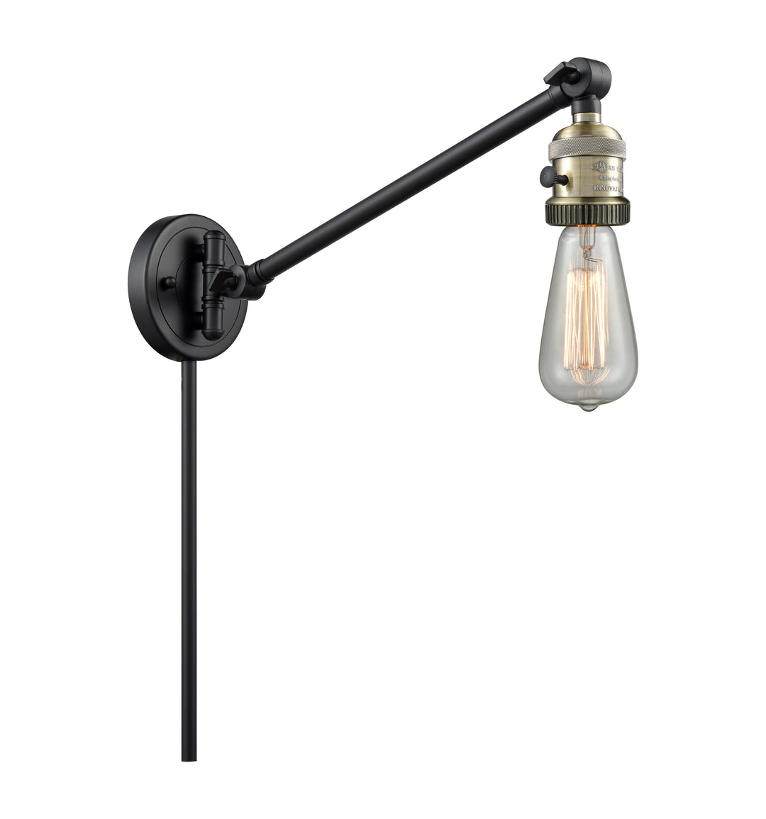 Innovations Lighting Bare Bulb Swing Arm - Black Antique Brass Reading | Swing Arms Innovations Lighting Default Title  