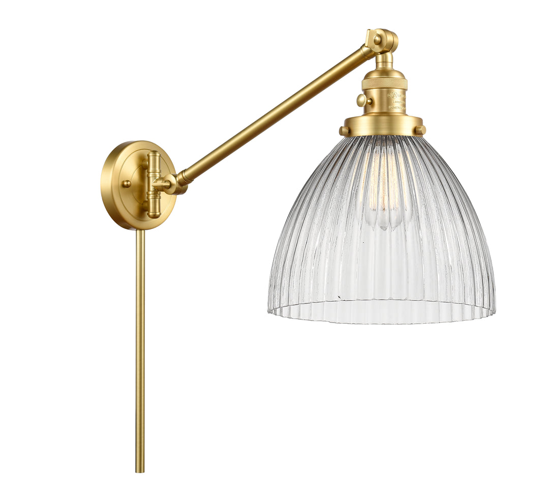 Innovations Lighting Seneca Falls Swing Arm - Satin Gold Reading | Swing Arms Innovations Lighting Clear Halophane ; Glass Type: Transparent; Ribbed  