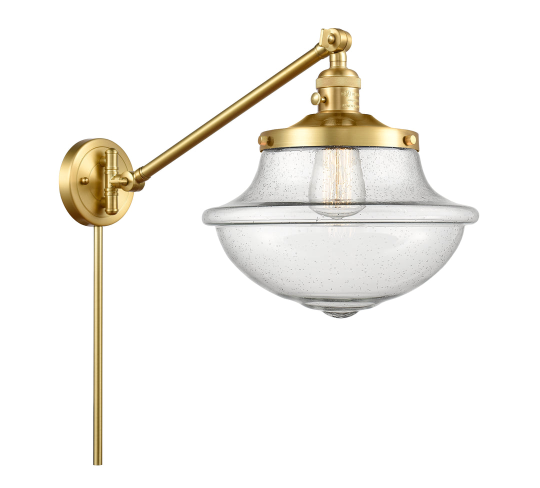 Innovations Lighting Oxford 12" Swing Arm - Satin Gold Reading | Swing Arms Innovations Lighting Seedy ; Glass Type: Seeded  