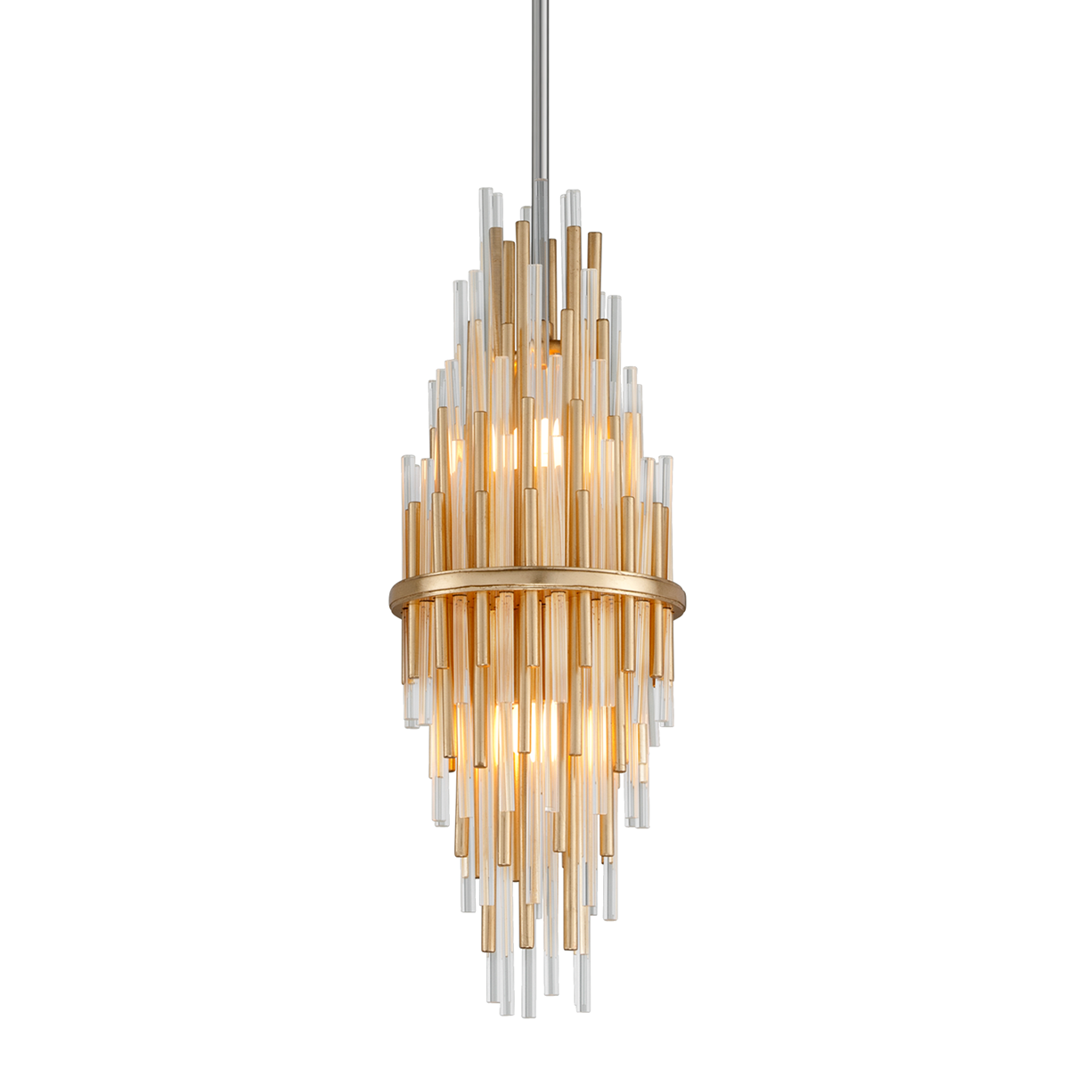 Corbett Lighting Theory Pendant Pendant Corbett GOLD LEAF W POLISHED STAINLESS 5.5x22 