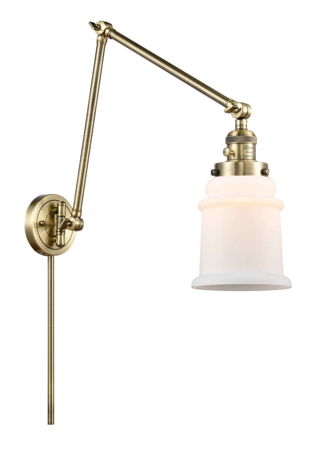 Innovations Lighting Canton Swing Arm - Antique Brass Reading | Swing Arms Innovations Lighting Matte White ; Glass Type: White  