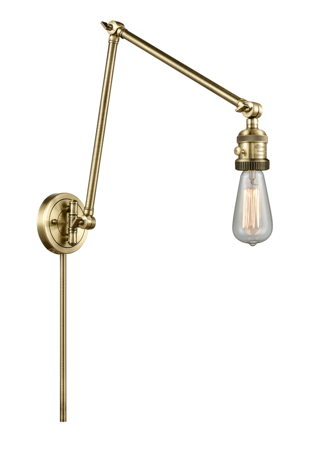 Innovations Lighting Bare Bulb Swing Arm - Antique Brass