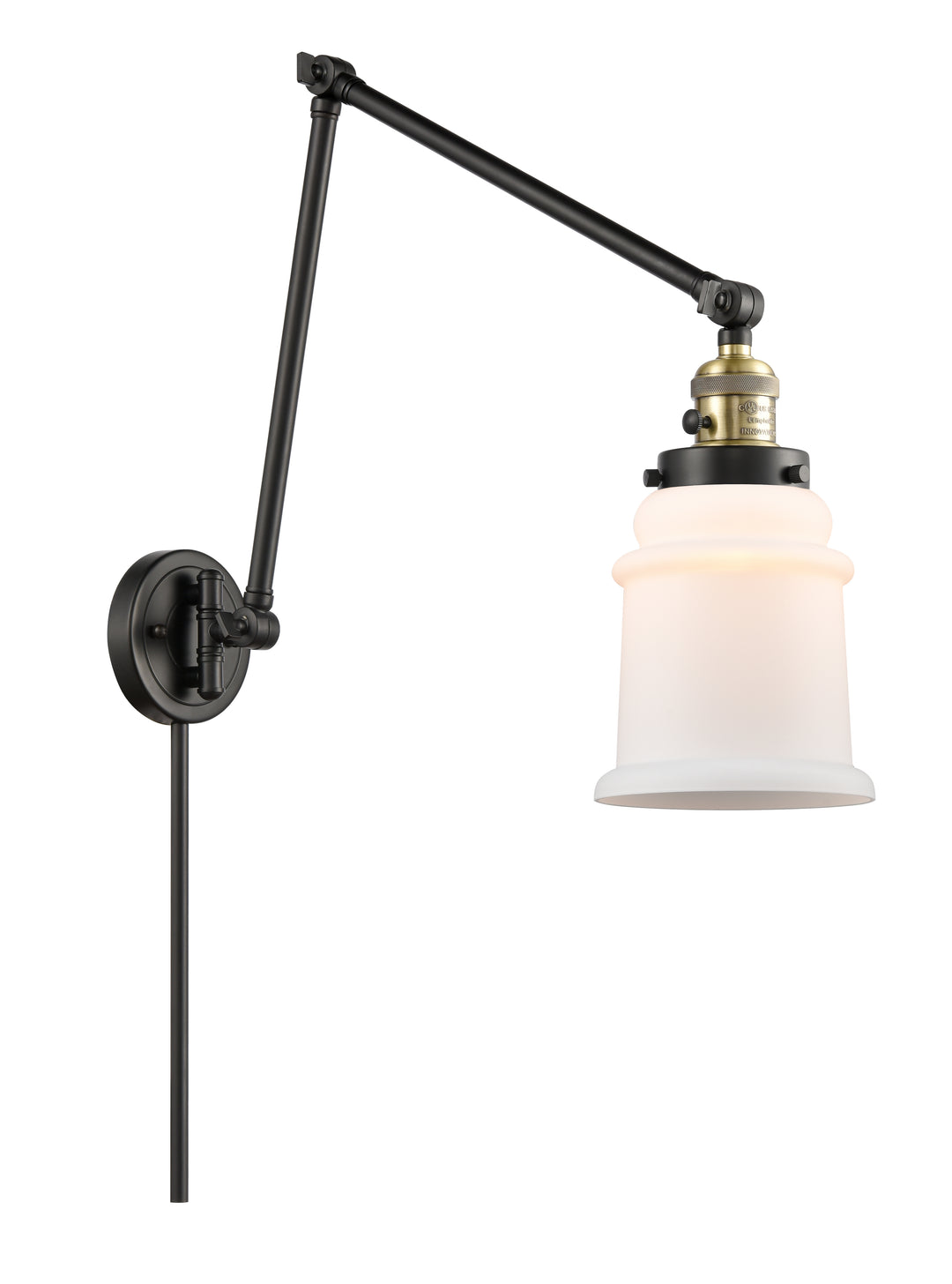 Innovations Lighting Canton Swing Arm - Black Antique Brass Reading | Swing Arms Innovations Lighting Matte White ; Glass Type: White  