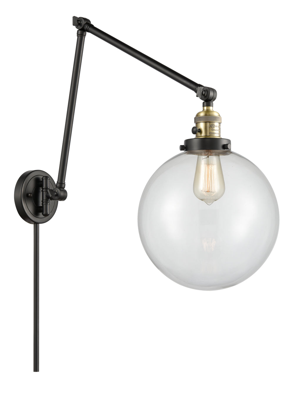 Innovations Lighting Beacon 10" Swing Arm - Black Antique Brass Reading | Swing Arms Innovations Lighting Clear ; Glass Type: Transparent  