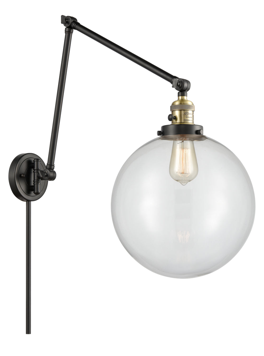 Innovations Lighting Beacon 12" Swing Arm - Black Antique Brass Reading | Swing Arms Innovations Lighting Clear ; Glass Type: Transparent  