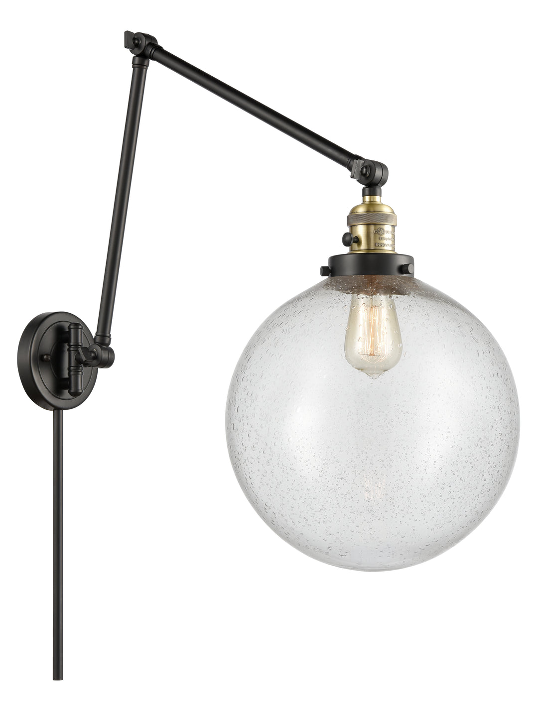 Innovations Lighting Beacon 12" Swing Arm - Black Antique Brass Reading | Swing Arms Innovations Lighting Seedy ; Glass Type: Seeded  