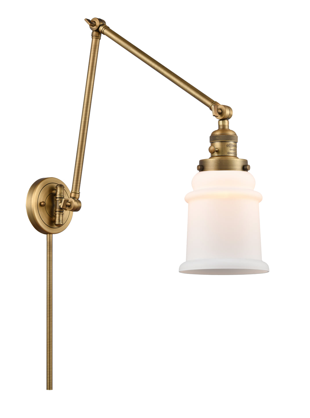 Innovations Lighting Canton Swing Arm - Brushed Brass Reading | Swing Arms Innovations Lighting Matte White ; Glass Type: White  