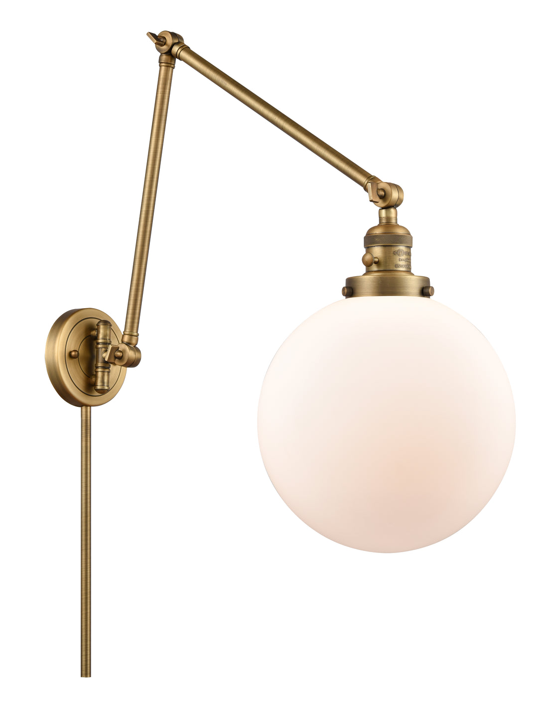 Innovations Lighting Beacon 10" Swing Arm - Brushed Brass Reading | Swing Arms Innovations Lighting Matte White ; Glass Type: Frosted  