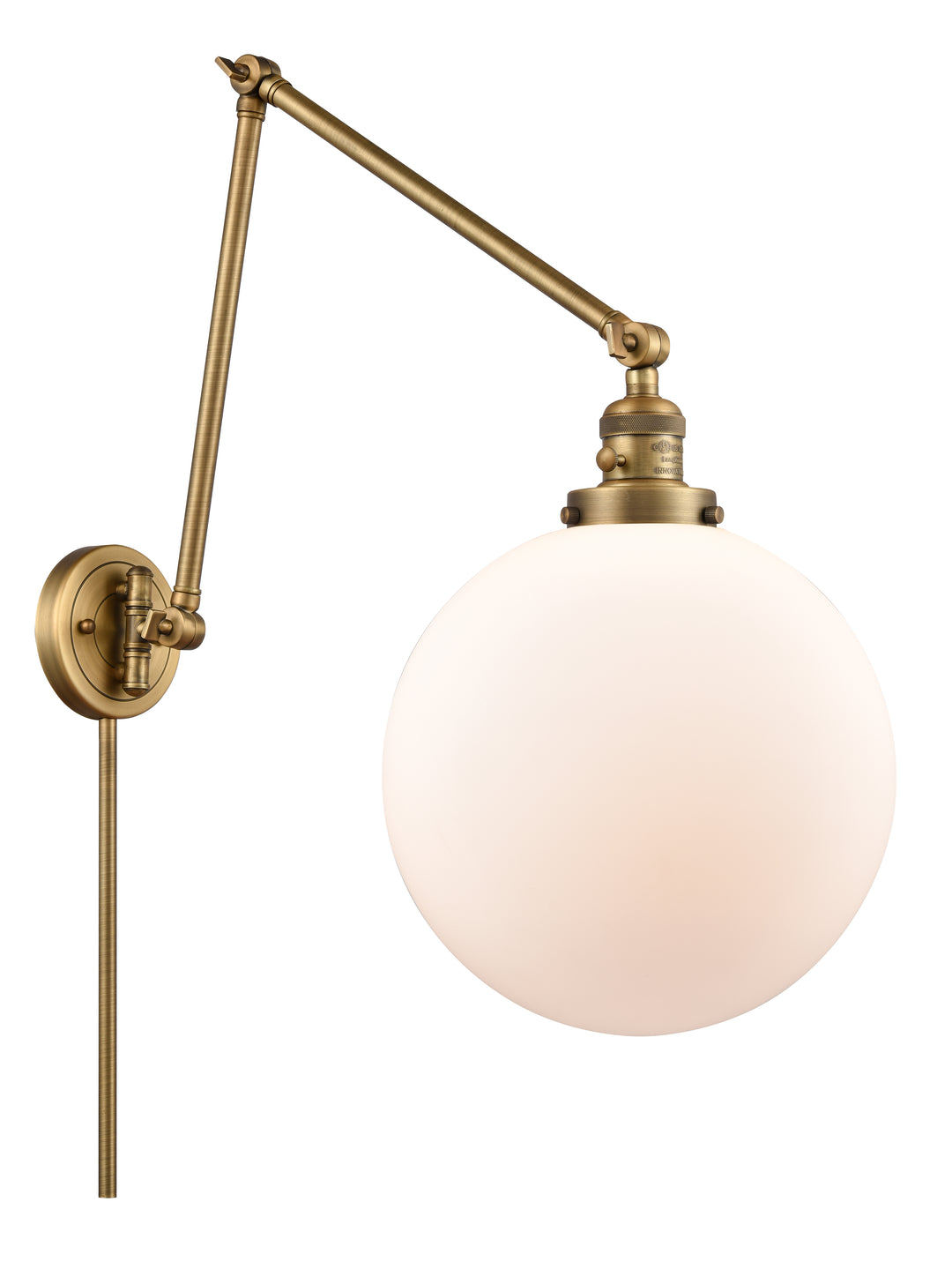 Innovations Lighting Beacon 12" Swing Arm - Brushed Brass Reading | Swing Arms Innovations Lighting Matte White ; Glass Type: Frosted  