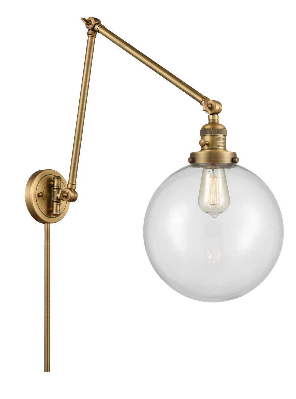 Innovations Lighting Beacon 10" Swing Arm - Brushed Brass Reading | Swing Arms Innovations Lighting Clear ; Glass Type: Transparent  