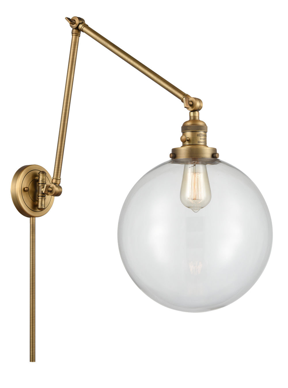 Innovations Lighting Beacon 12" Swing Arm - Brushed Brass Reading | Swing Arms Innovations Lighting Clear ; Glass Type: Transparent  