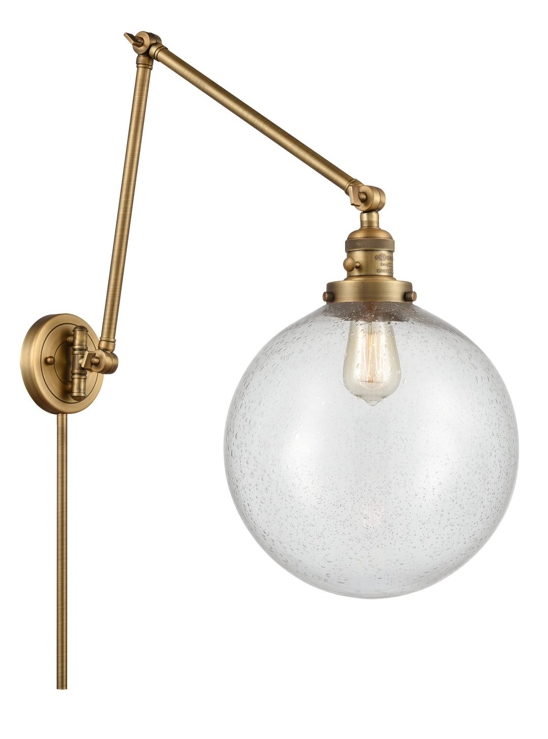 Innovations Lighting Beacon 12" Swing Arm - Brushed Brass Reading | Swing Arms Innovations Lighting Seedy ; Glass Type: Seeded  