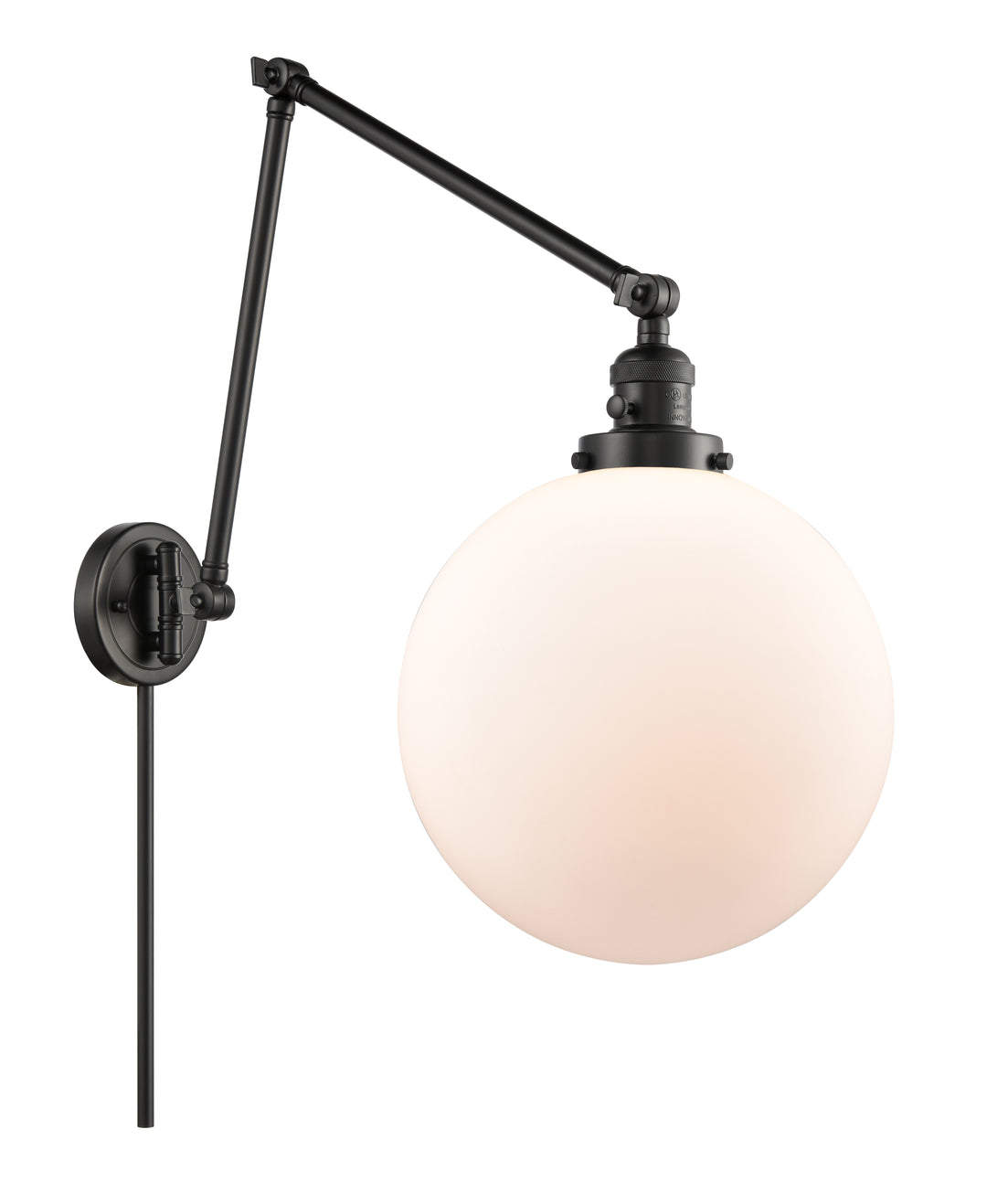 Innovations Lighting Beacon 12" Swing Arm - Matte Black Reading | Swing Arms Innovations Lighting Matte White ; Glass Type: Frosted  