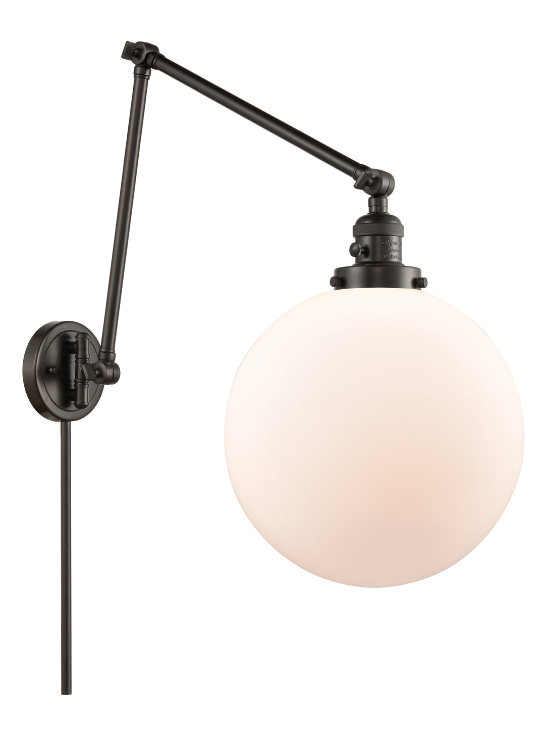 Innovations Lighting Beacon 12" Swing Arm - Oil Rubbed Bronze Reading | Swing Arms Innovations Lighting Matte White ; Glass Type: Frosted  