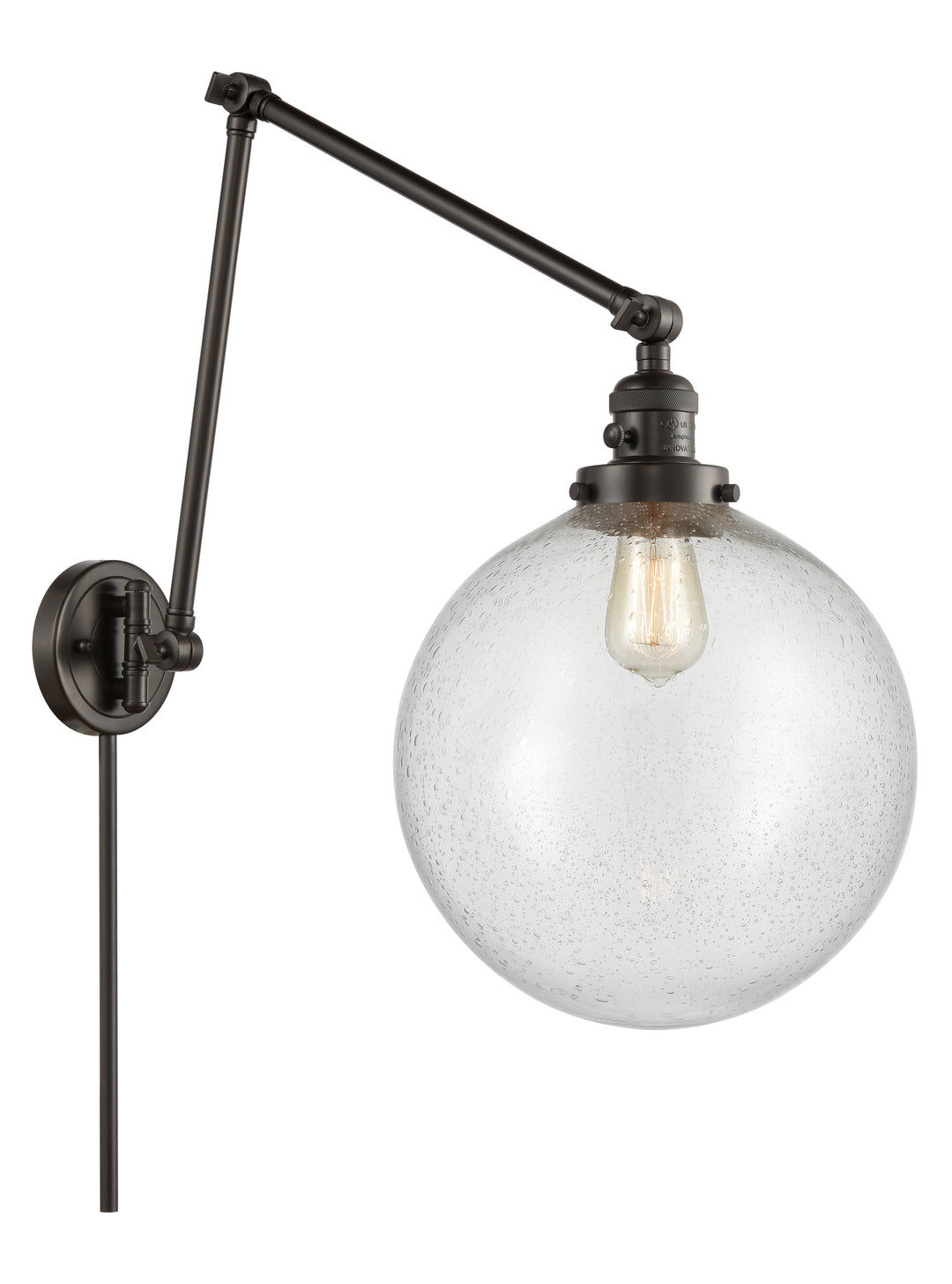 Innovations Lighting Beacon 12" Swing Arm - Oil Rubbed Bronze Reading | Swing Arms Innovations Lighting Seedy ; Glass Type: Seeded  