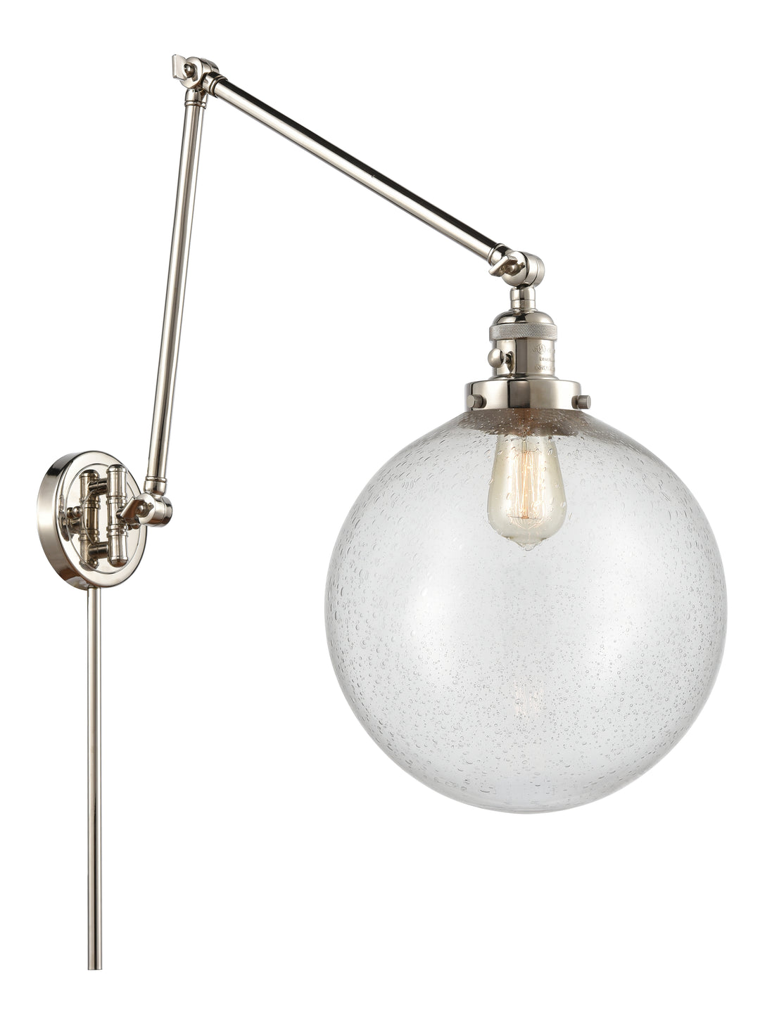 Innovations Lighting Beacon 12" Swing Arm - Polished Nickel Reading | Swing Arms Innovations Lighting Seedy ; Glass Type: Seeded  