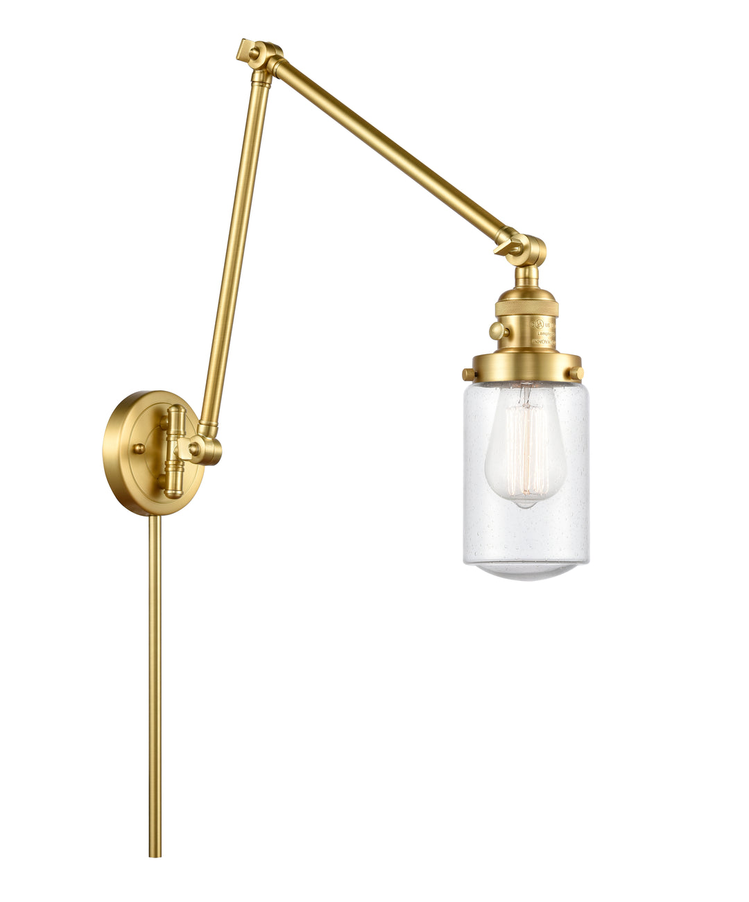 Innovations Lighting Dover Swing Arm - Satin Gold Reading | Swing Arms Innovations Lighting Seedy ; Glass Type: Seeded  