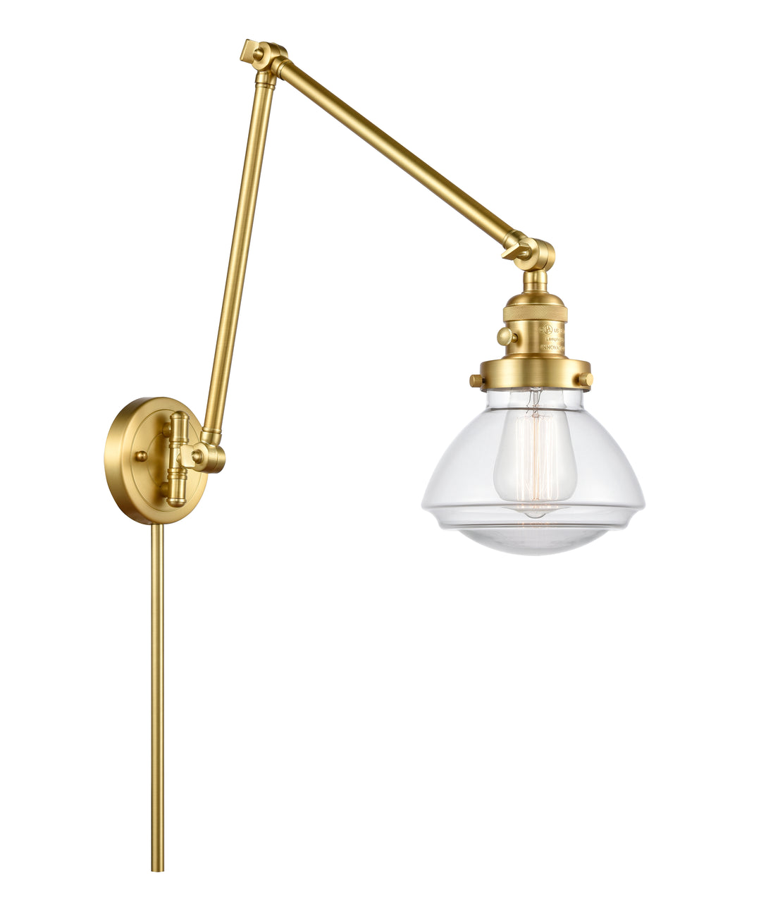 Innovations Lighting Olean Swing Arm - Satin Gold Reading | Swing Arms Innovations Lighting Clear ; Glass Type: Transparent  