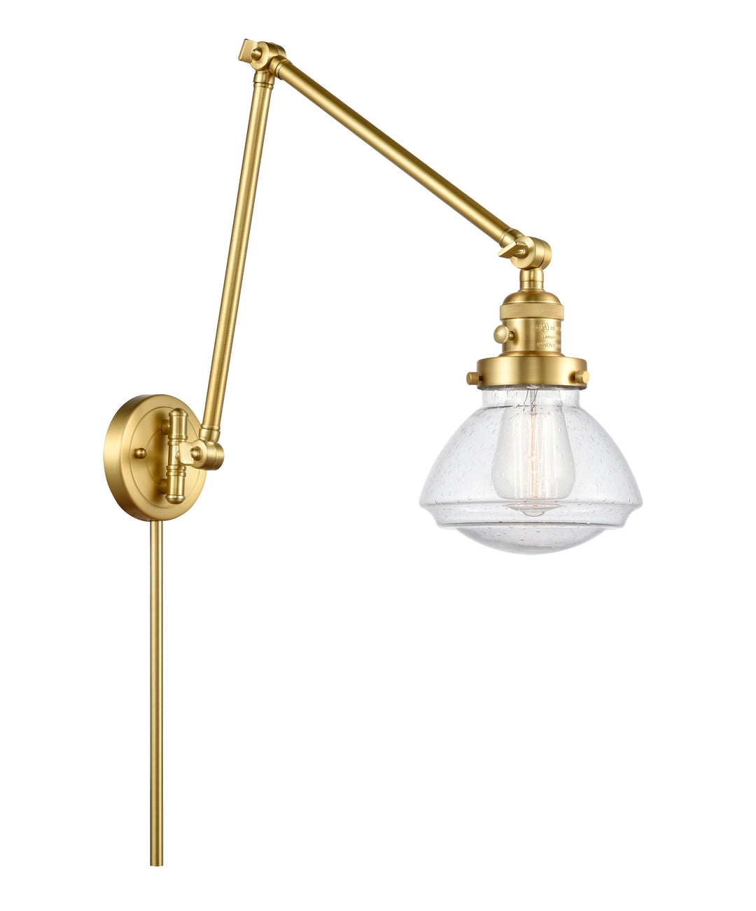 Innovations Lighting Olean Swing Arm - Satin Gold Reading | Swing Arms Innovations Lighting Seedy ; Glass Type: Seeded  