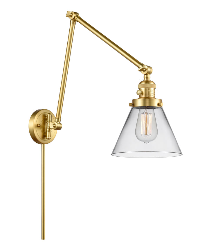 Innovations Lighting Cone 8" Swing Arm - Satin Gold Reading | Swing Arms Innovations Lighting Clear ; Glass Type: Transparent  