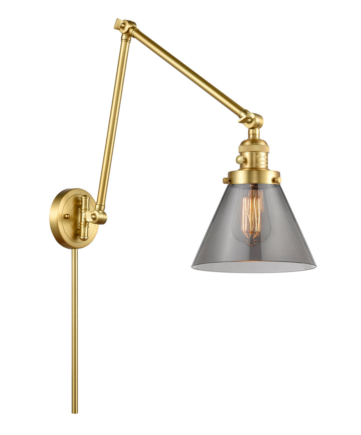 Innovations Lighting Cone 8" Swing Arm - Satin Gold Reading | Swing Arms Innovations Lighting Light Smoke ; Glass Type: Colorful  