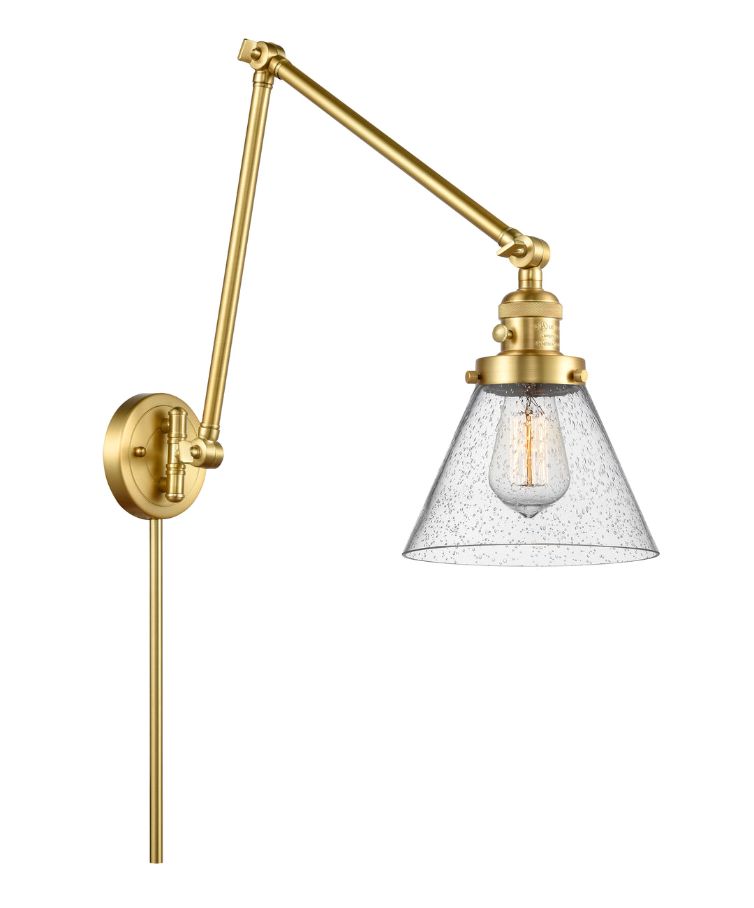 Innovations Lighting Cone 8" Swing Arm - Satin Gold Reading | Swing Arms Innovations Lighting Seedy ; Glass Type: Seeded  