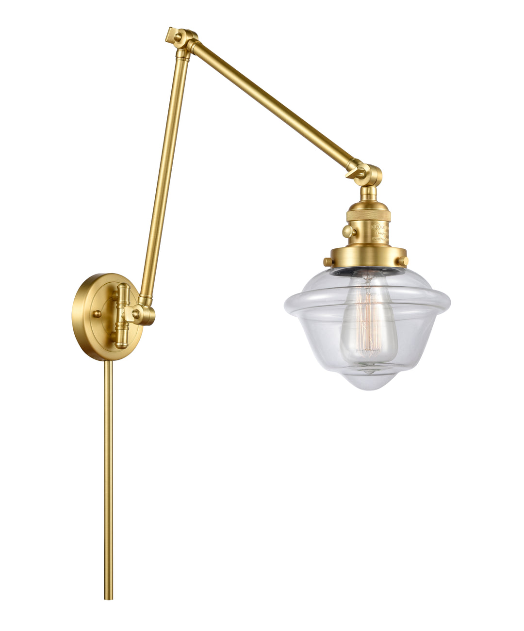 Innovations Lighting Oxford 7.5" Swing Arm - Satin Gold Reading | Swing Arms Innovations Lighting Clear ; Glass Type: Transparent  