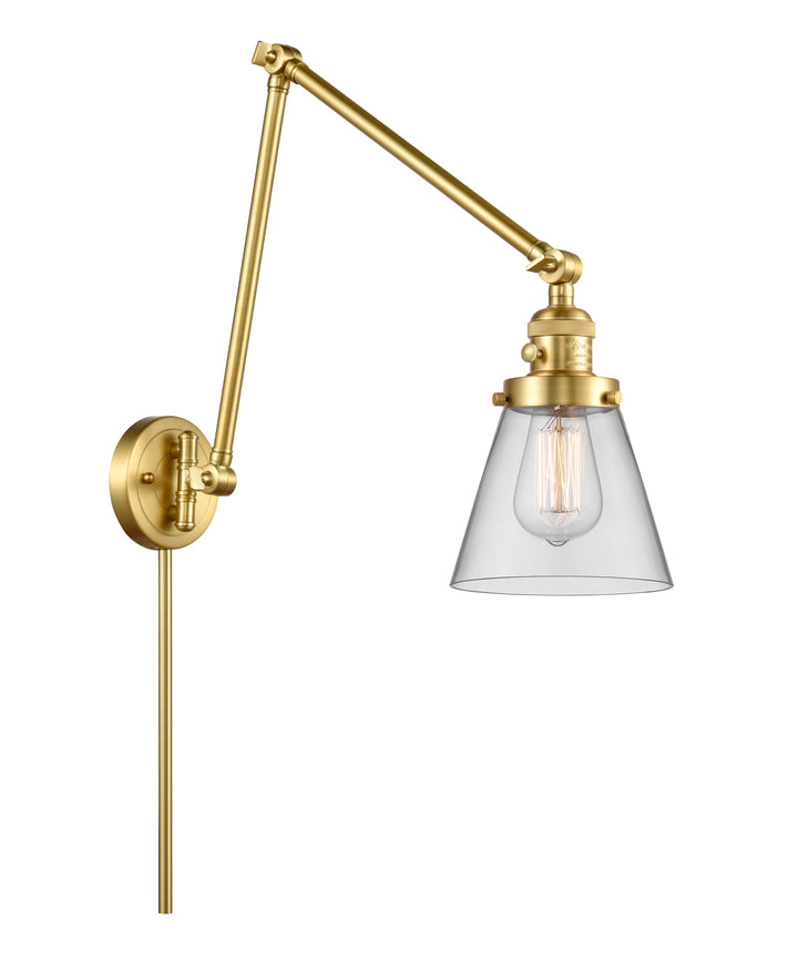 Innovations Lighting Cone 6" Swing Arm - Satin Gold Reading | Swing Arms Innovations Lighting Clear ; Glass Type: Transparent  