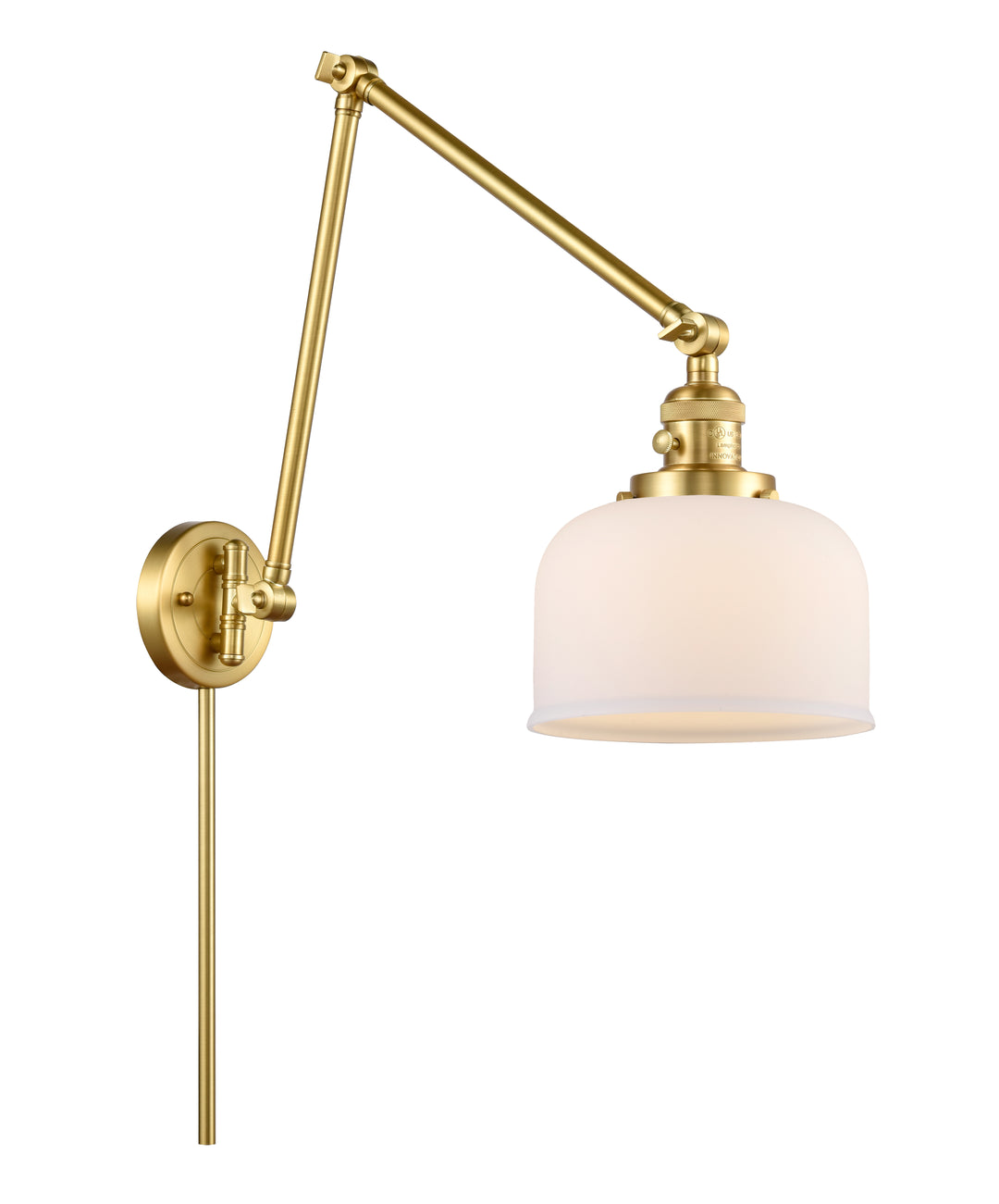 Innovations Lighting Bell 8" Swing Arm - Satin Gold Reading | Swing Arms Innovations Lighting Matte White ; Glass Type: Frosted  