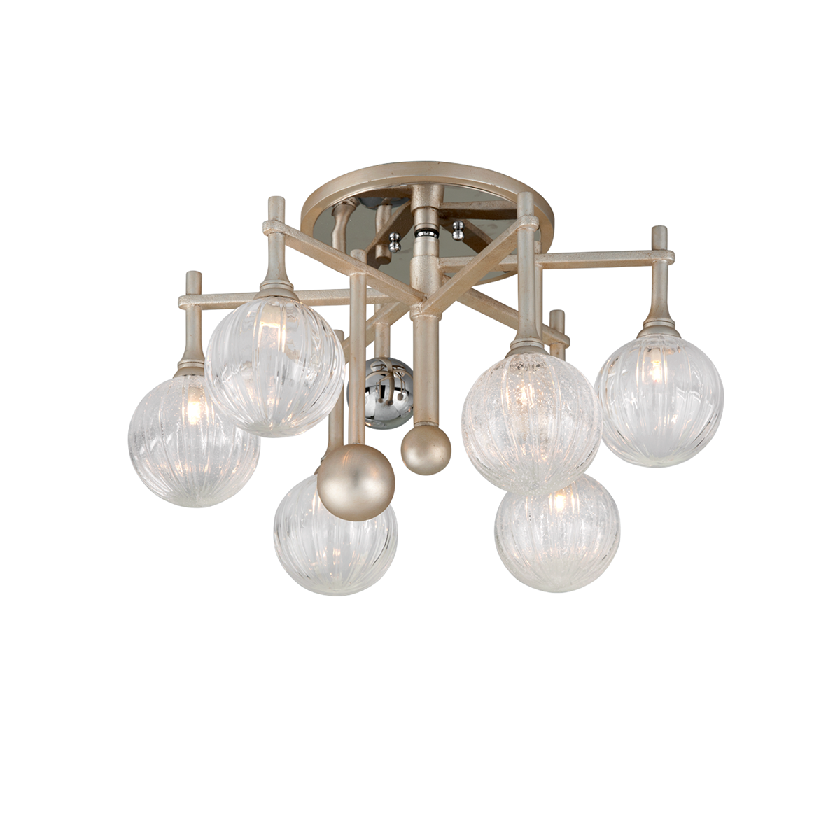 Corbett Lighting Majorette Semi Flush Semi Flush Corbett SILVER LEAF W POLISHED CHROME 24.5x15.25 