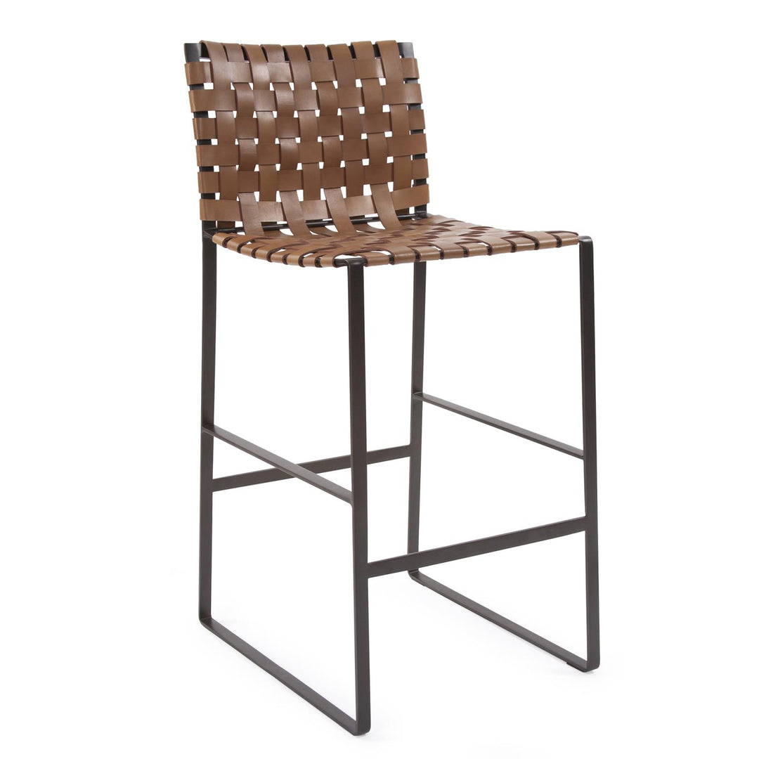 Howard Elliott Collection Irving Woven Leather Barstool Stools Howard Elliott Collection   