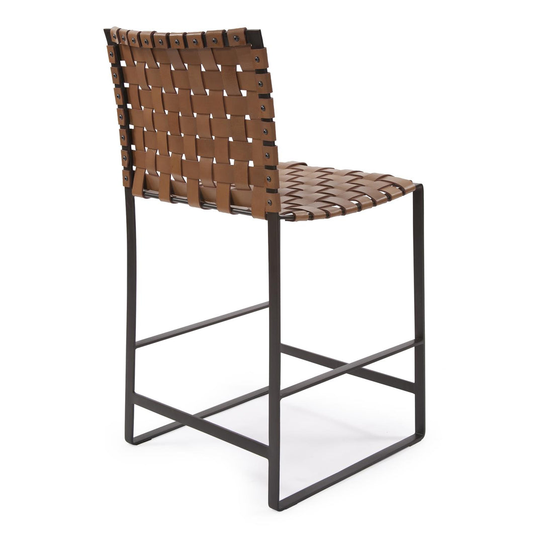 Howard Elliott Collection Irving Woven Leather Counter Stool Stools Howard Elliott Collection   