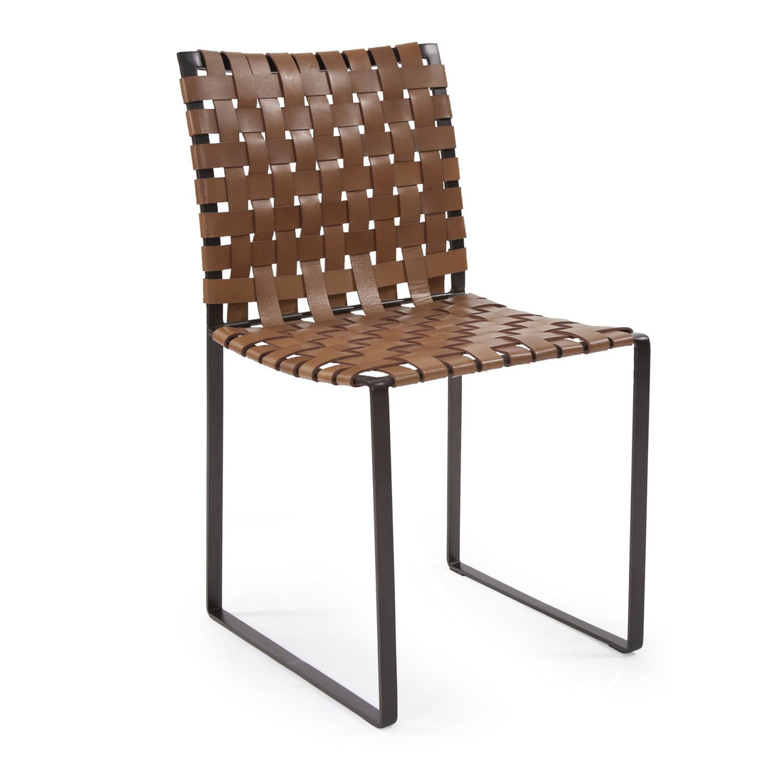 Howard Elliott Collection Irving Woven Leather Dining Chair Chairs Howard Elliott Collection   