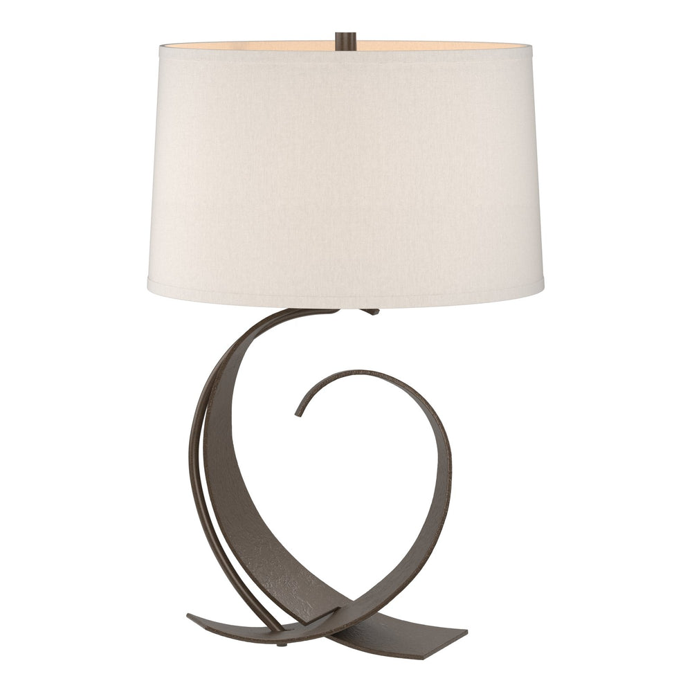 Fullered Impressions Table Lamp Table Lamps Hubbardton Forge Bronze 14x22.1 Flax