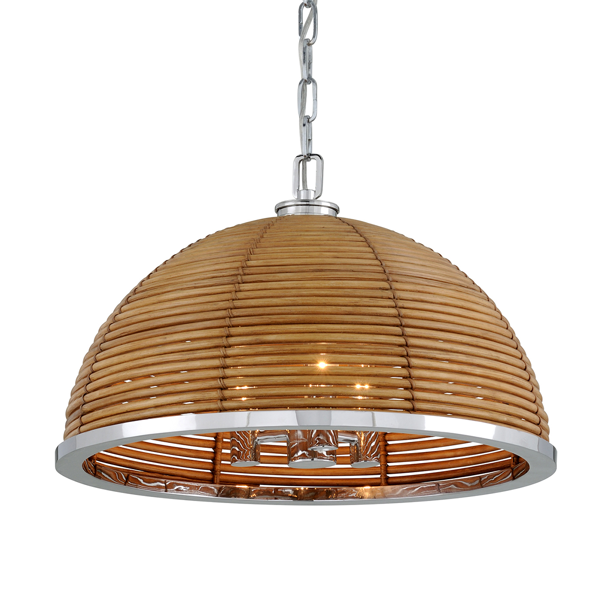 Corbett Lighting Carayes Chandelier Chandelier Corbett NATURAL RATTAN STAINLESS STEEL 20.5x13.5 