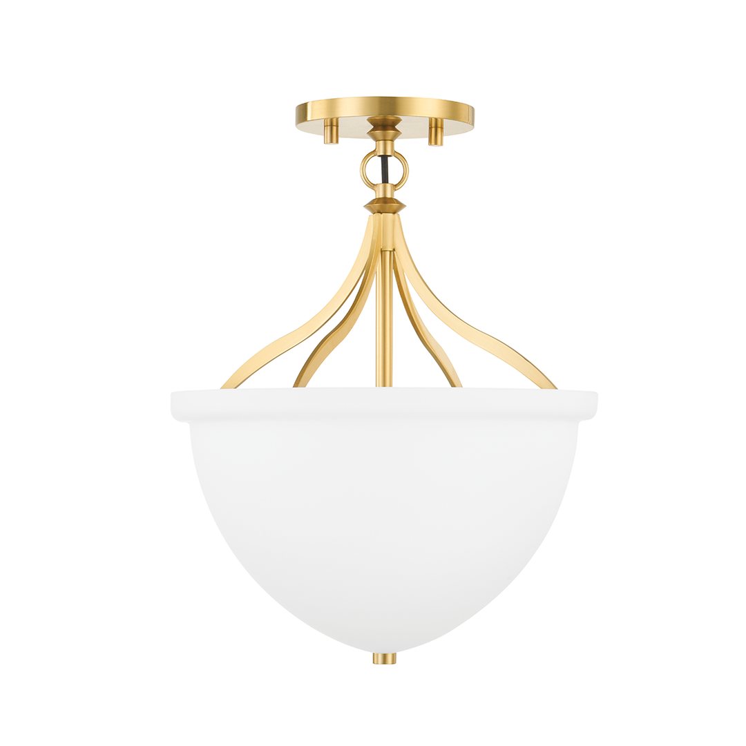 Hudson Valley Lighting Browne Semi Flush Ceiling Semi Flush Mounts Hudson Valley Lighting Aged Brass  