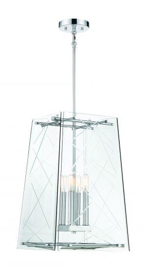 Savoy House Essentials Kole Pendant Pendant Savoy House 14x14x21 Chrome/Polished Nickel Clear Laser Cut