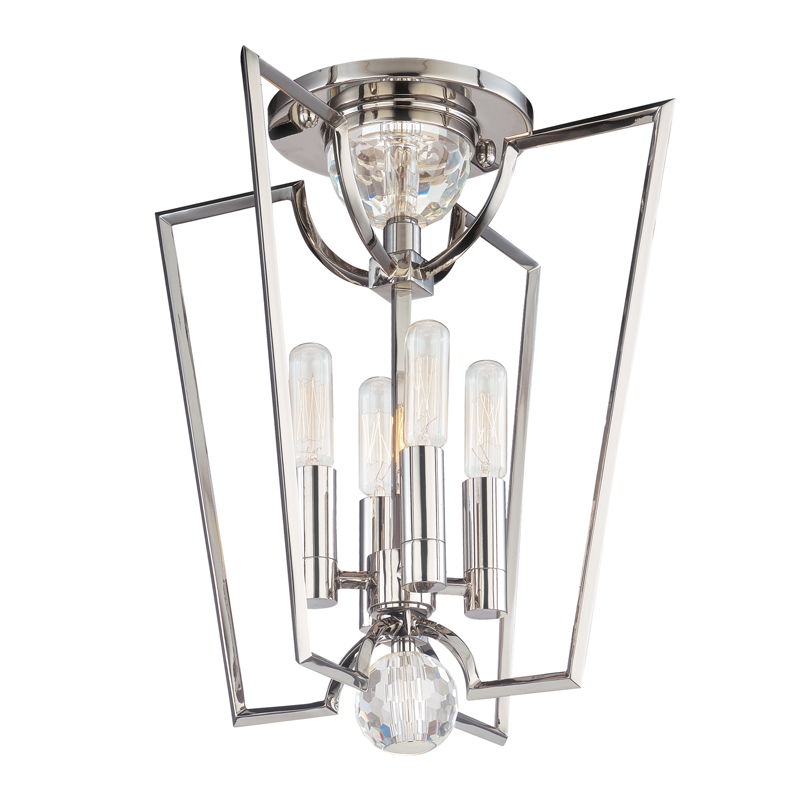 Hudson Valley Lighting Waterloo Semi Flush Ceiling Semi Flush Mounts Hudson Valley Lighting Polished Nickel  