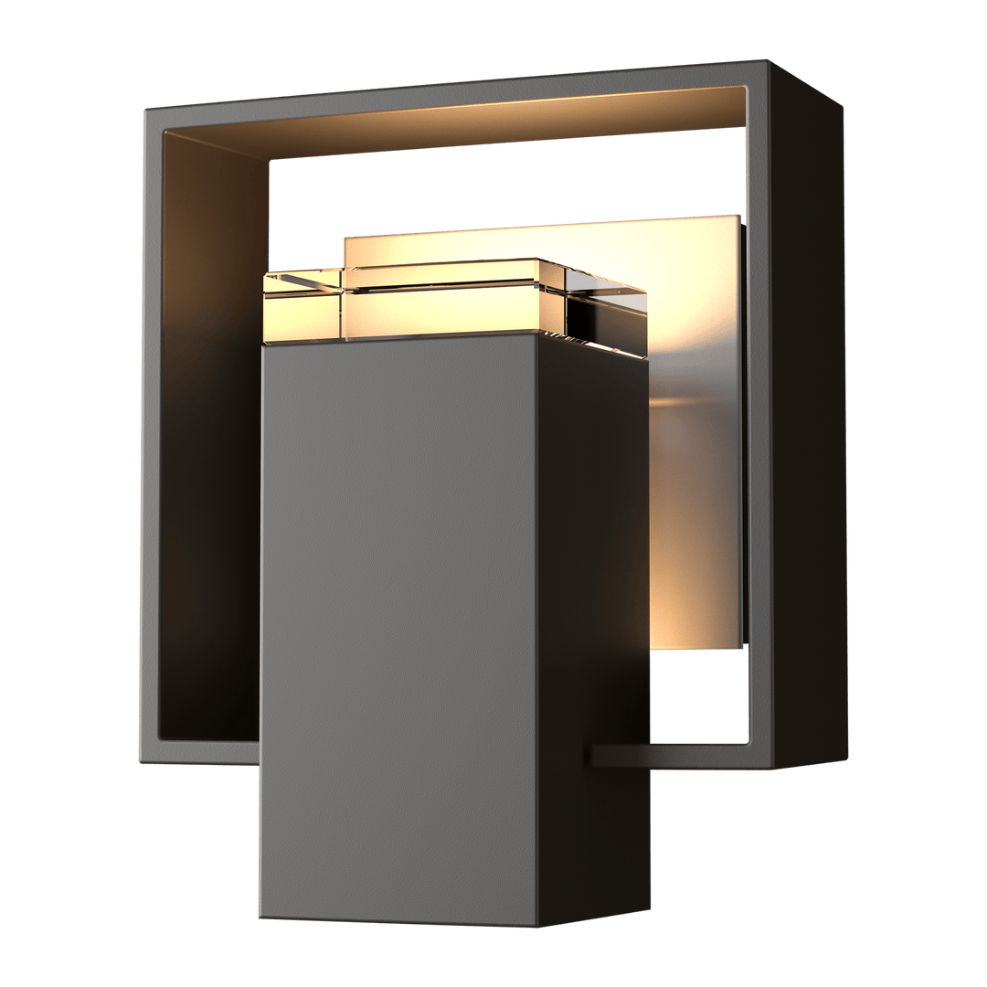 Hubbardton Forge Shadow Box Small Outdoor Sconce Outdoor Wall Lights Hubbardton Forge Coastal Oil Rubbed Bronze Clear Glass (ZM) Coastal Burnished Steel