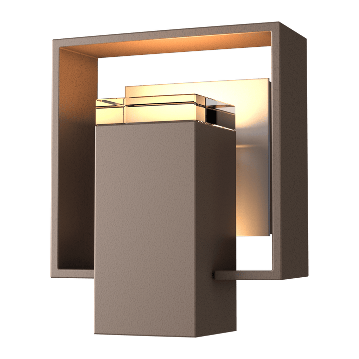 Hubbardton Forge Shadow Box Small Outdoor Sconce Outdoor Wall Lights Hubbardton Forge Coastal Bronze Clear Glass (ZM) Coastal Burnished Steel