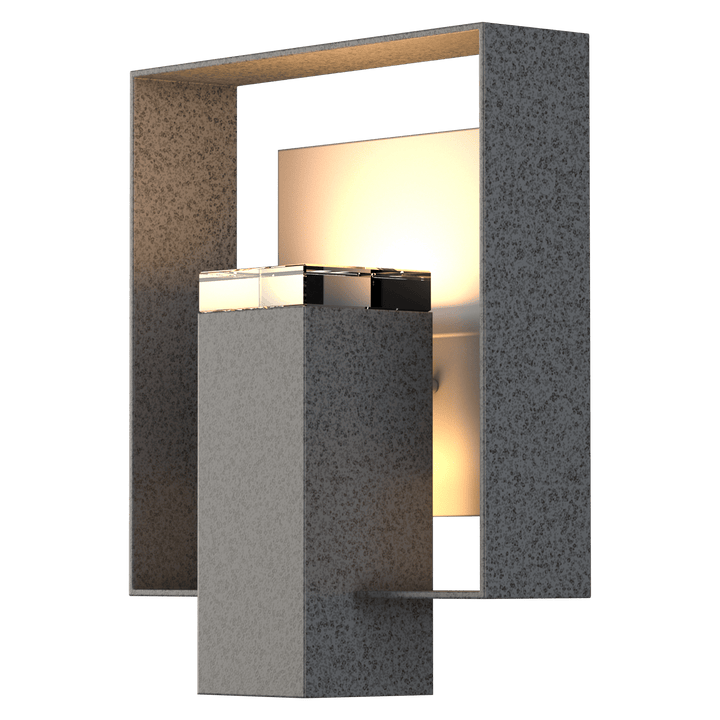 Hubbardton Forge Shadow Box Outdoor Sconce Outdoor Wall Lights Hubbardton Forge Coastal Natural Iron Clear Glass (ZM) Coastal Burnished Steel