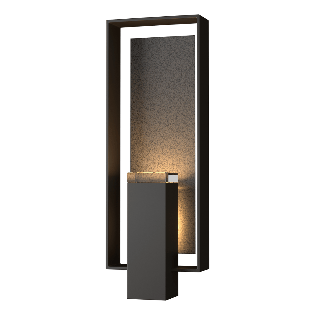 Hubbardton Forge Shadow Box Large Outdoor Sconce Outdoor Wall Lights Hubbardton Forge Coastal Oil Rubbed Bronze Clear Glass (ZM) Coastal Natural Iron