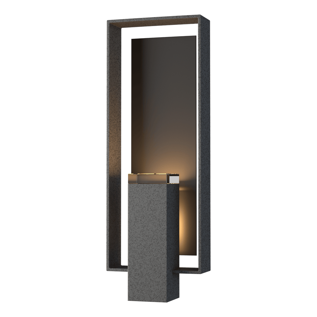 Hubbardton Forge Shadow Box Large Outdoor Sconce Outdoor Wall Lights Hubbardton Forge Coastal Natural Iron Clear Glass (ZM) Coastal Oil Rubbed Bronze