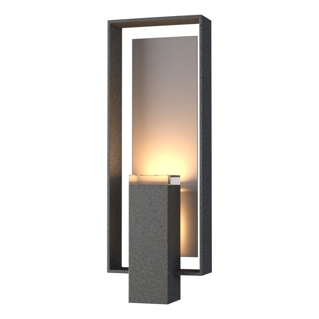 Hubbardton Forge Shadow Box Large Outdoor Sconce Outdoor Wall Lights Hubbardton Forge Coastal Natural Iron Clear Glass (ZM) Coastal Burnished Steel