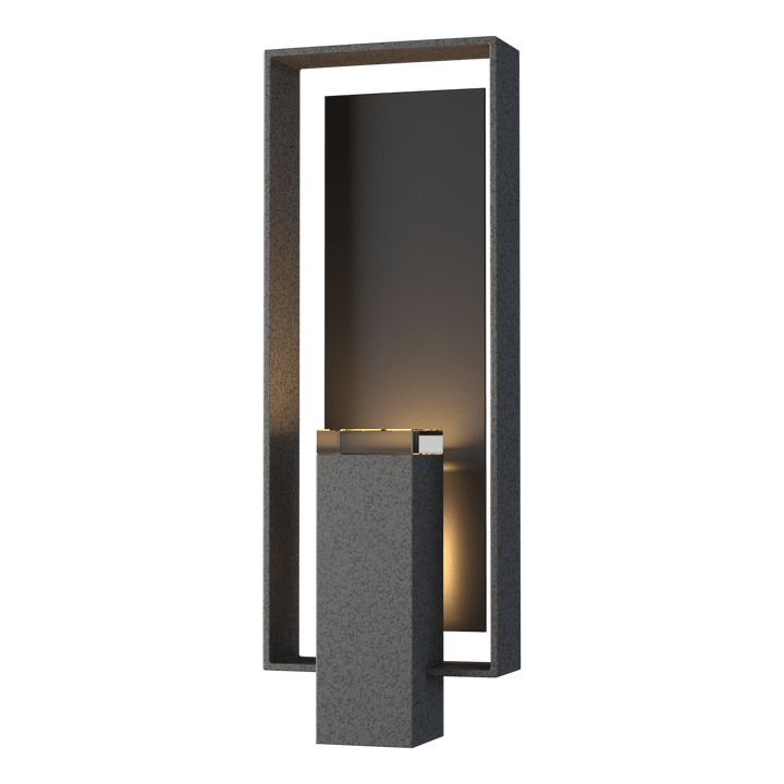 Hubbardton Forge Shadow Box Large Outdoor Sconce Outdoor Wall Lights Hubbardton Forge Coastal Natural Iron Clear Glass (ZM) Coastal Black