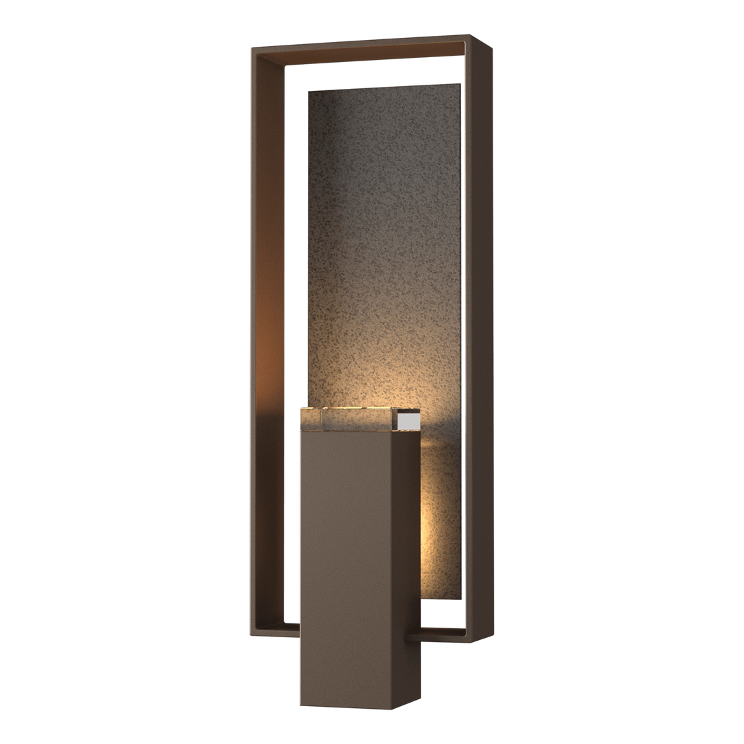 Hubbardton Forge Shadow Box Large Outdoor Sconce Outdoor Wall Lights Hubbardton Forge Coastal Bronze Clear Glass (ZM) Coastal Natural Iron