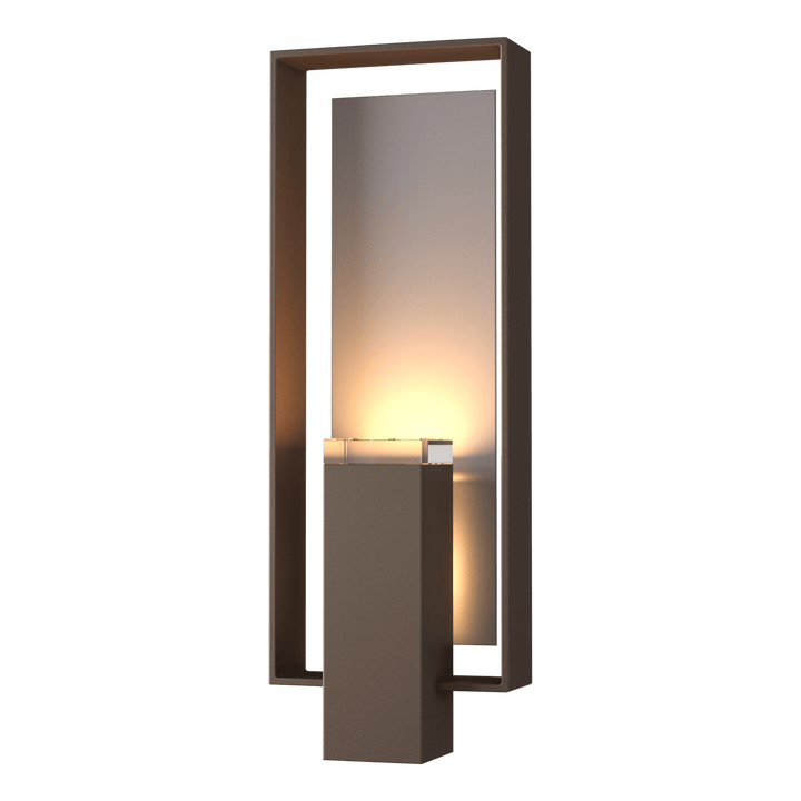 Hubbardton Forge Shadow Box Large Outdoor Sconce Outdoor Wall Lights Hubbardton Forge Coastal Bronze Clear Glass (ZM) Coastal Burnished Steel