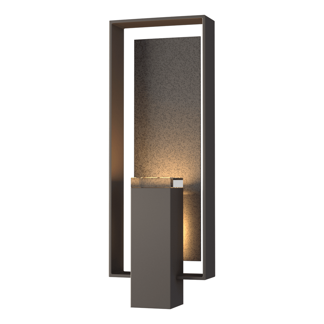 Hubbardton Forge Shadow Box Large Outdoor Sconce Outdoor Wall Lights Hubbardton Forge Coastal Dark Smoke Clear Glass (ZM) Coastal Natural Iron