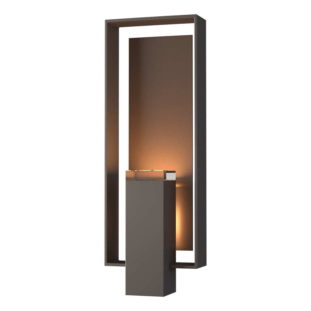 Hubbardton Forge Shadow Box Large Outdoor Sconce Outdoor Wall Lights Hubbardton Forge Coastal Dark Smoke Clear Glass (ZM) Coastal Bronze