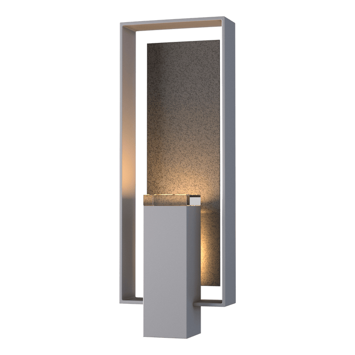 Hubbardton Forge Shadow Box Large Outdoor Sconce Outdoor Wall Lights Hubbardton Forge Coastal Burnished Steel Clear Glass (ZM) Coastal Natural Iron